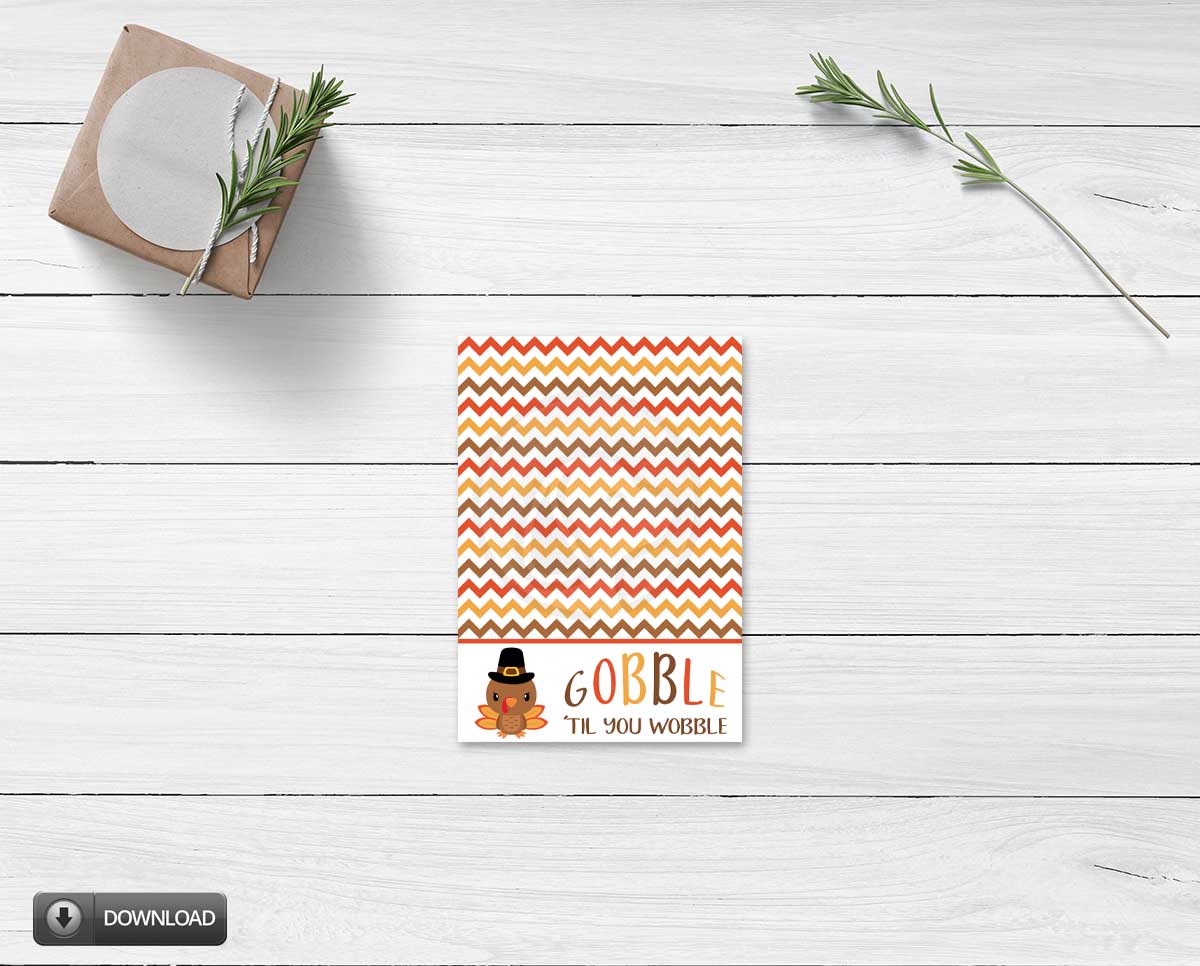 Thanksgiving Gobble Til You Wobble Turkey Cookie Card