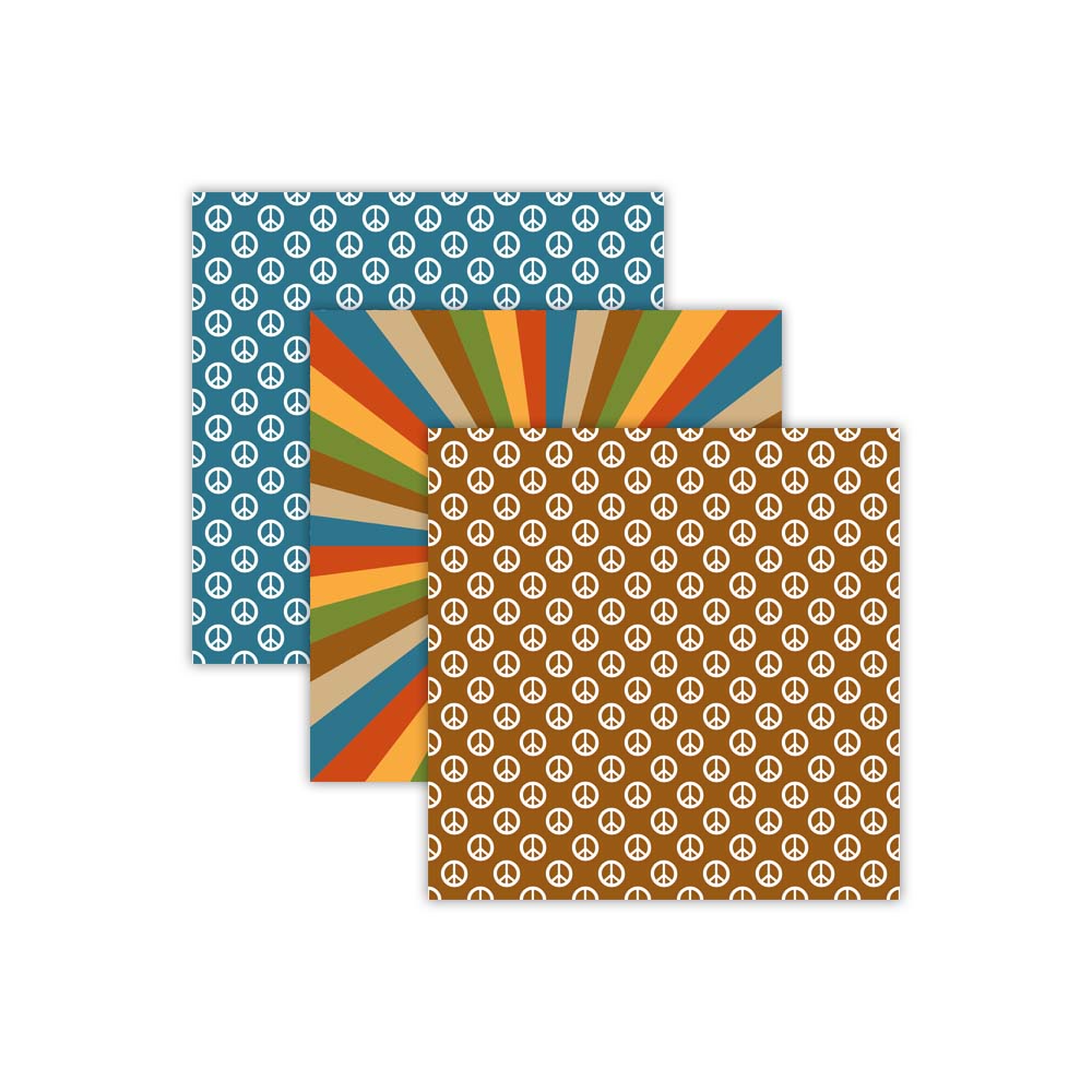Groovy Retro Hippie Digital Scrapbook Paper Backgrounds