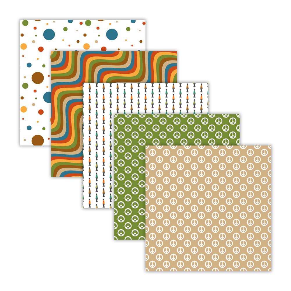 peace out digital papers, retro scrapbook paper, hippie flower power backgrounds