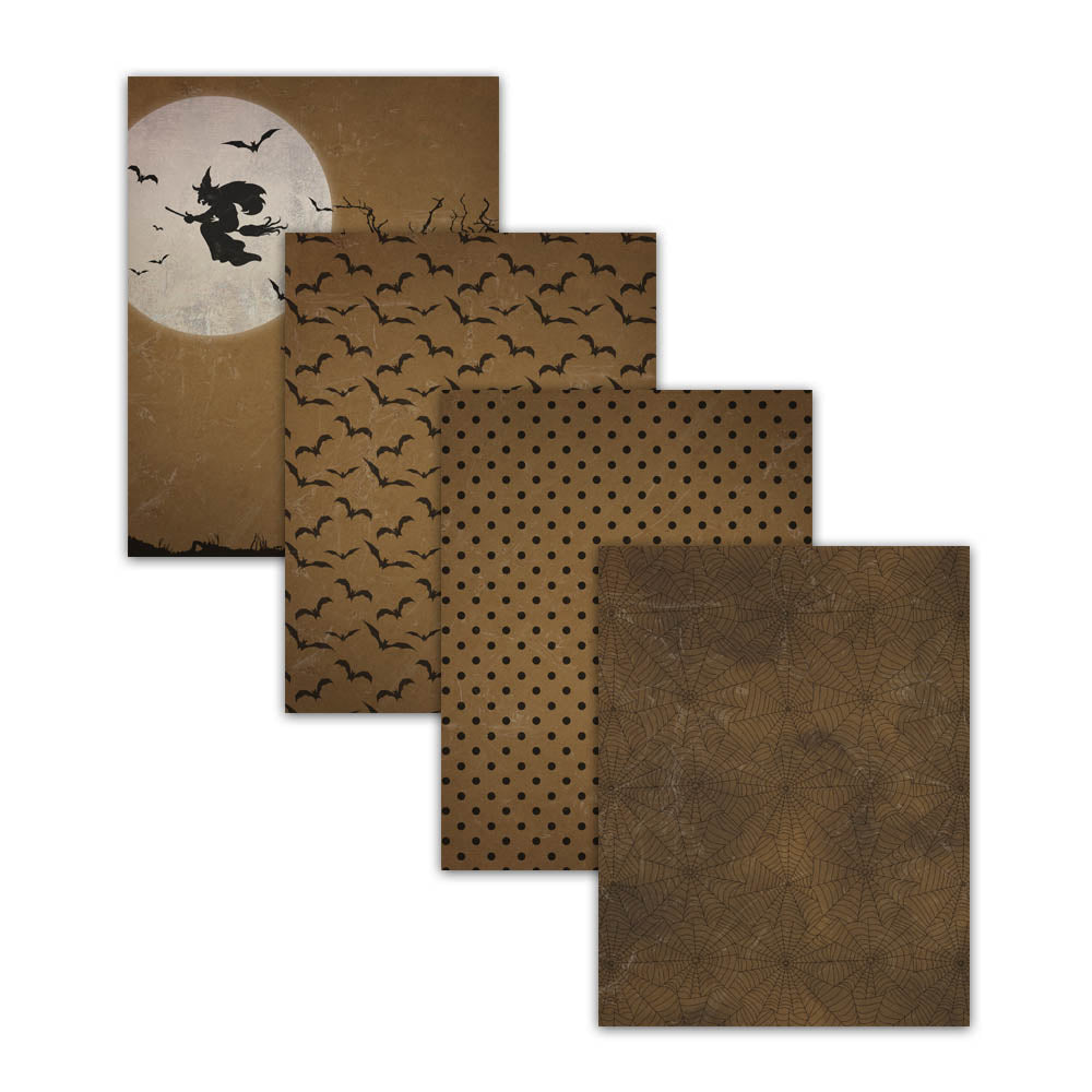8.5x11 Spooky Halloween Digital Scrapbook Papers With Distressed Texture