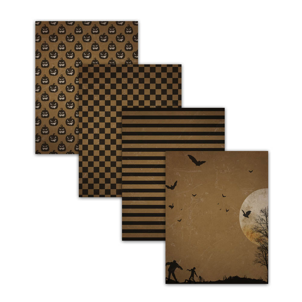 8.5x11 Spooky Halloween Digital Scrapbook Papers With Distressed Texture