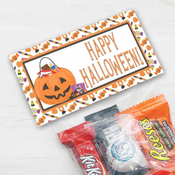happy halloween treat candy cookie bag topper printable instant digital download party favor
