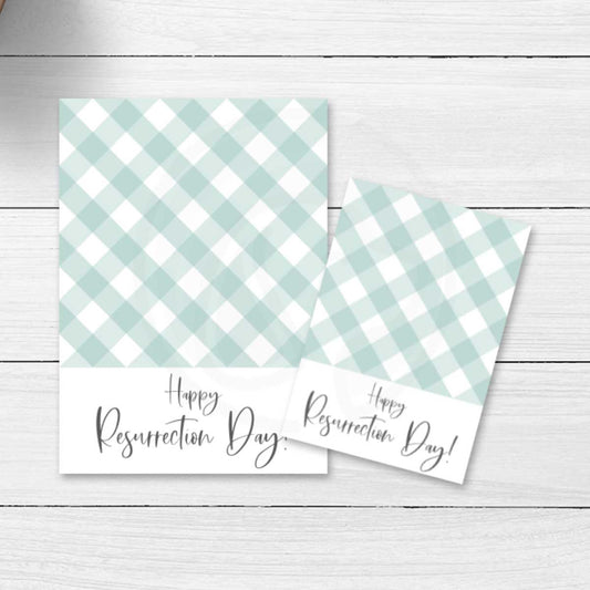 mint green easter mini large cookie card, resurrection day printable flat lay note card