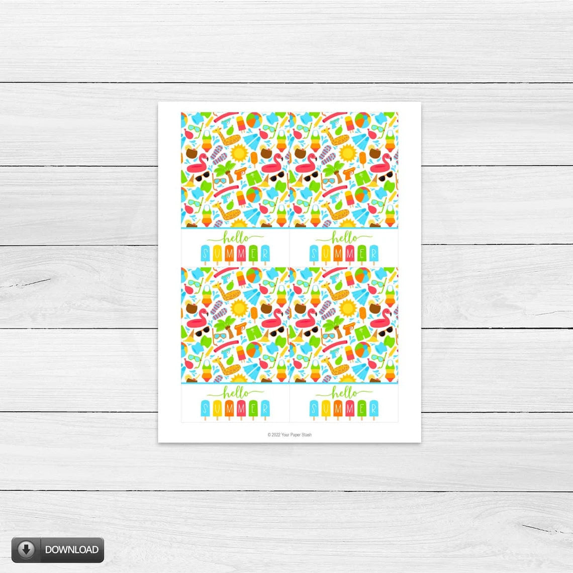 summer birthday card, summer kids pool party cookie card packaging