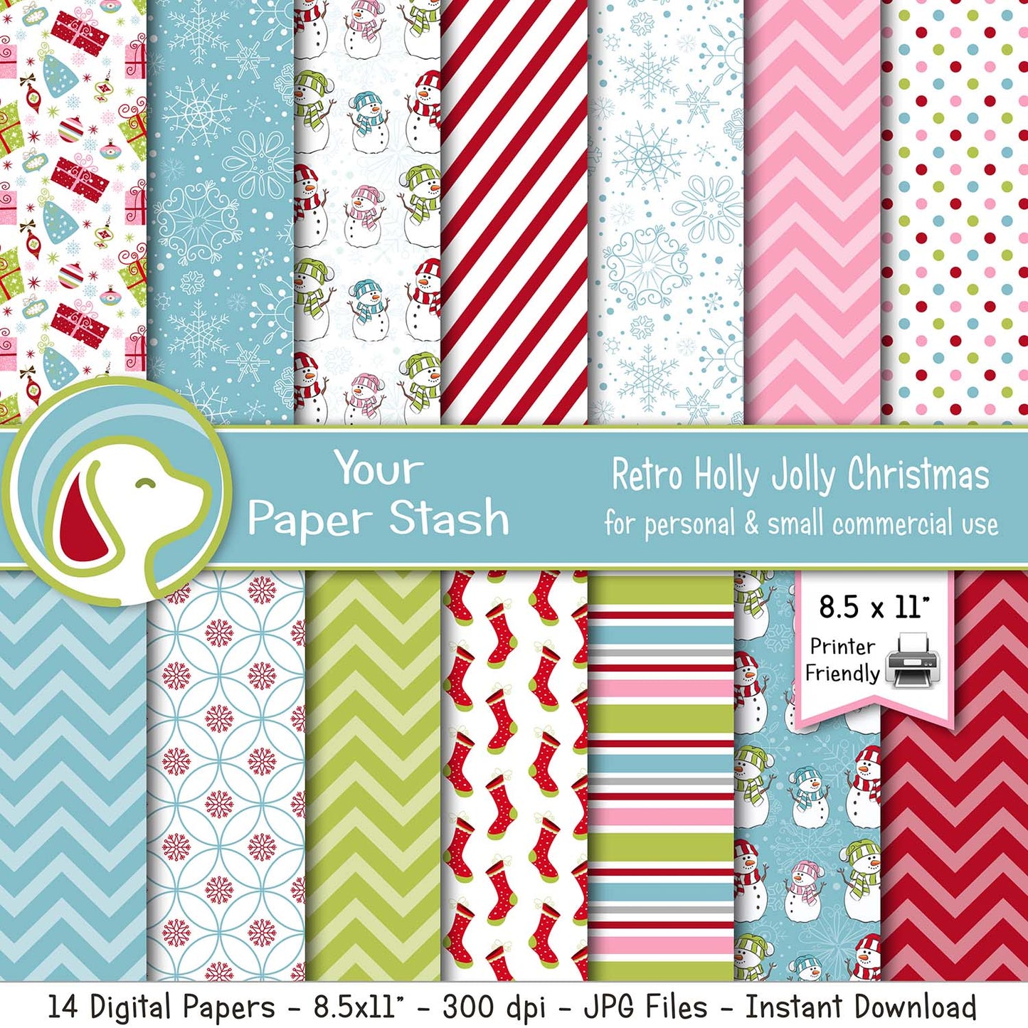 retro christmas scrapbook paper