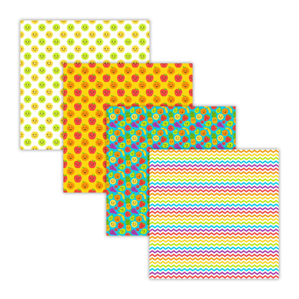Tutti Frutti Kawaii Fruit Digital Paper Patterns