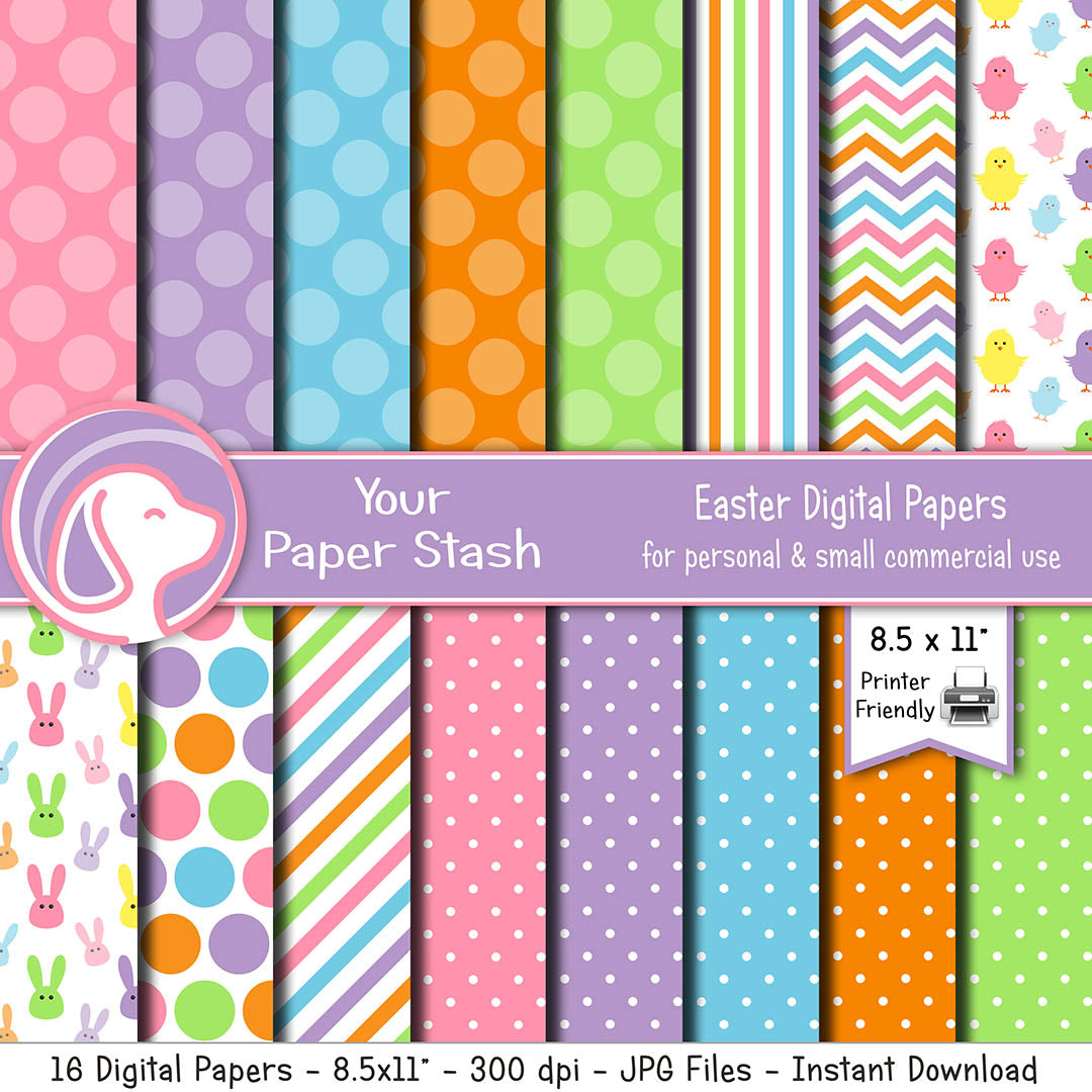 easter digital paper easter bunny chicks