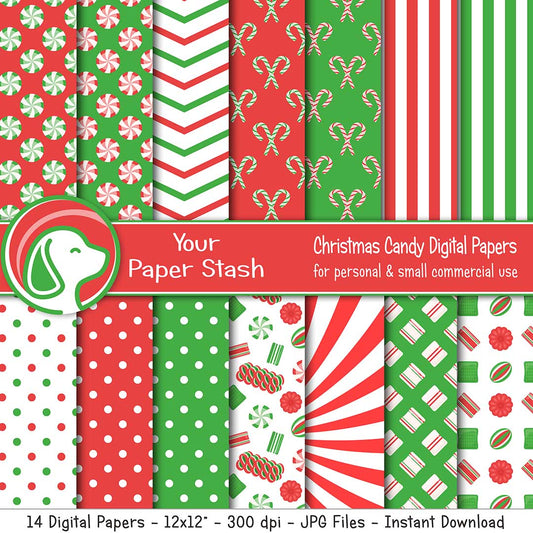 Old Fashion Christmas Candy Digital Scrapbook Papers