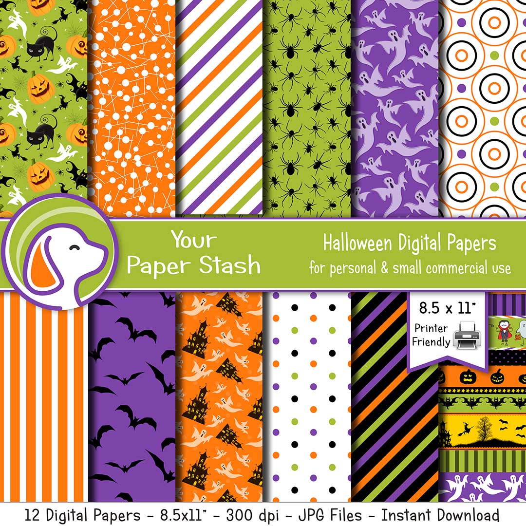 8.5x11 Kid's Halloween Digital Scrapbook Papers – Your Paper Stash