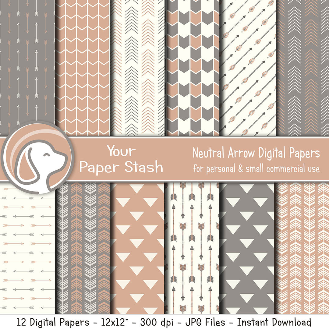Terracotta Tribal Arrow Digital Scrapbook Paper