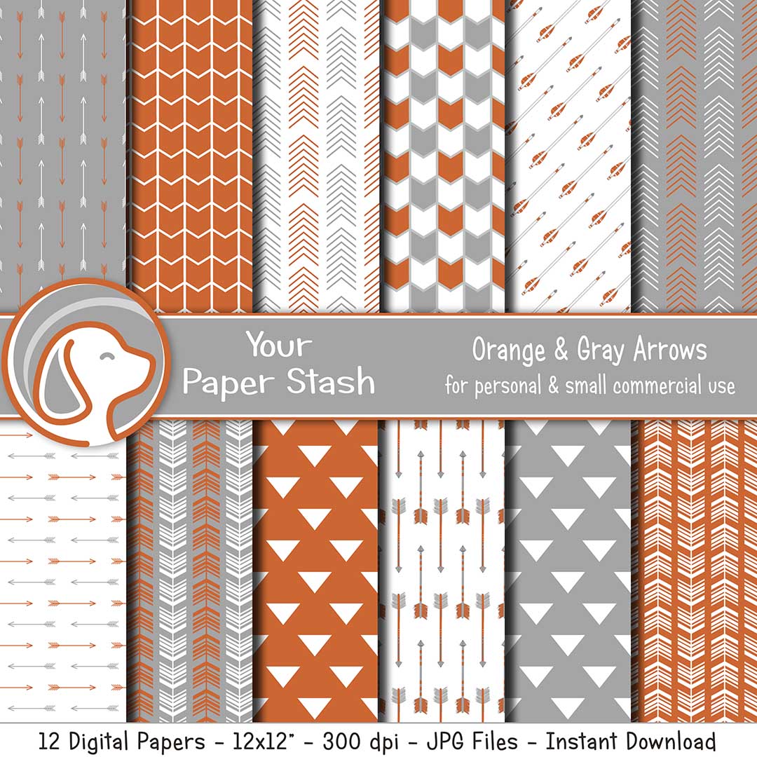 Arrow Digital Scrapbook Papers, Tribal Digital Background Patterns