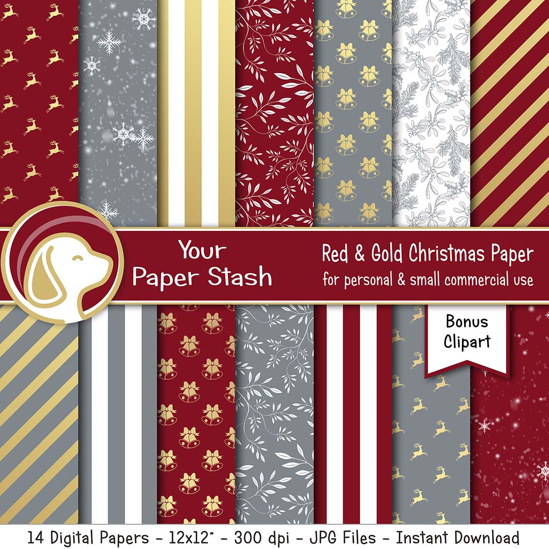 gold christmas digital scrapbook paper