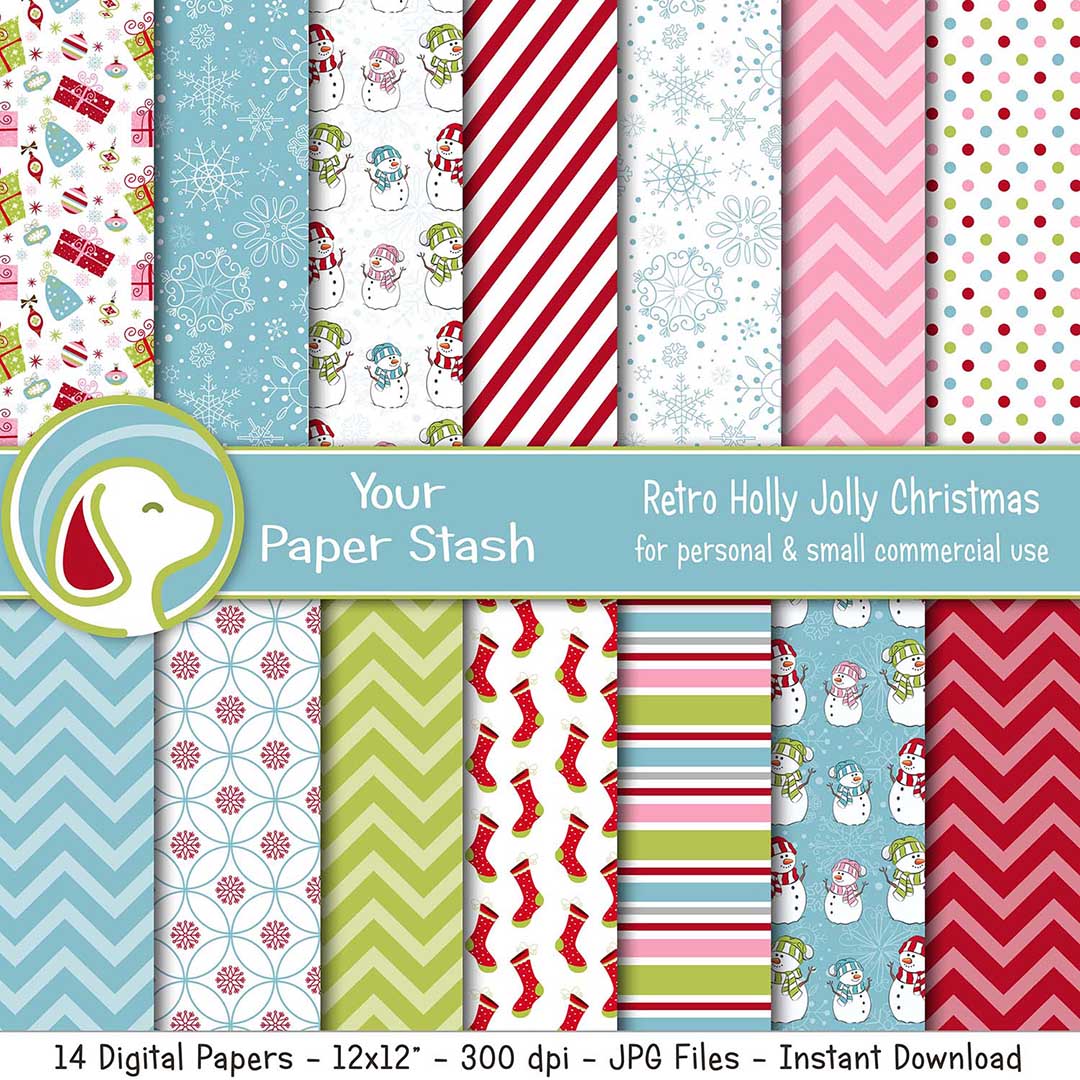 1950s christmas digital paper