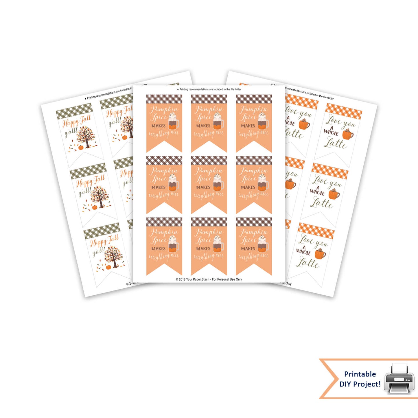 Pumpkin Spice Autumn Gift Tags for Halloween & Thanksgiving