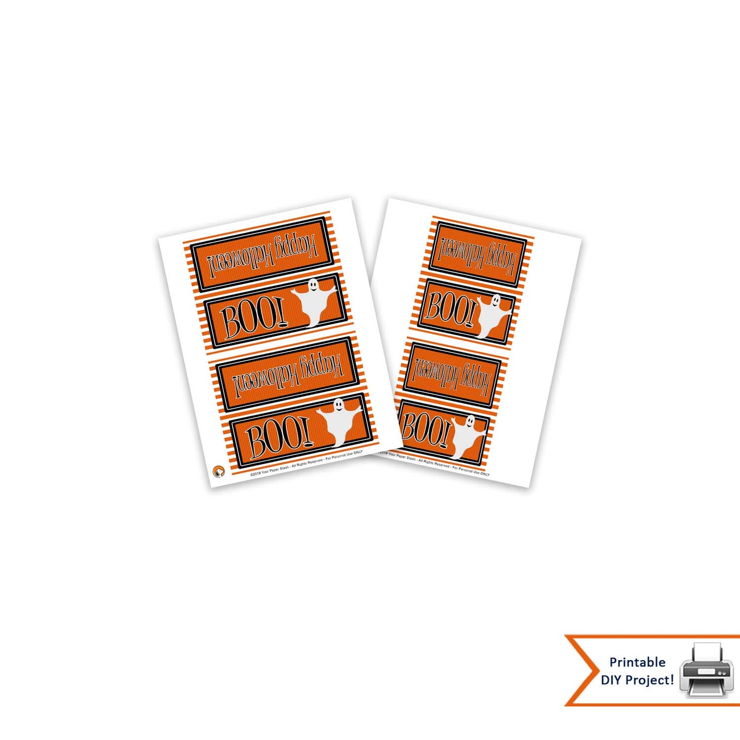 Halloween Ghost Boo Candy and Treat Bag Topper