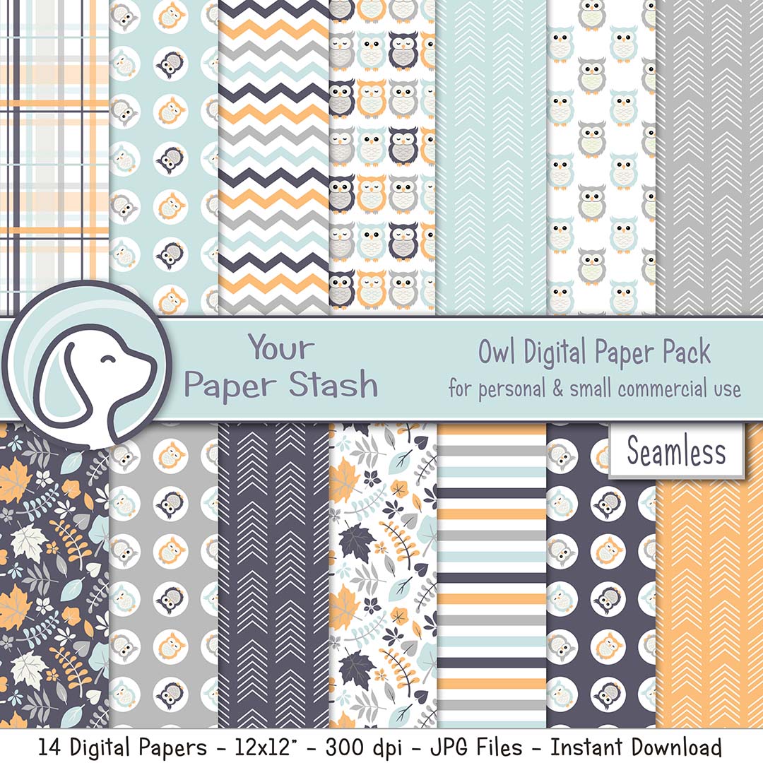owl woodsy woodland creatures digital paper backgrounds scrapbooking scrapbook paper crafts creative projects kids baby birthday baby shower gender reveal