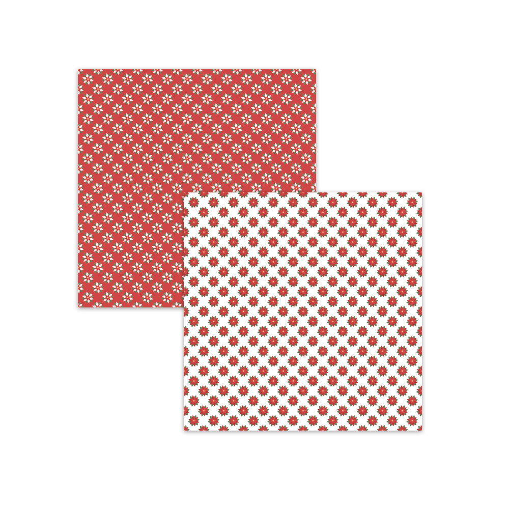 Christmas Poinsettia Digital Scrapbook Papers & Backgrounds