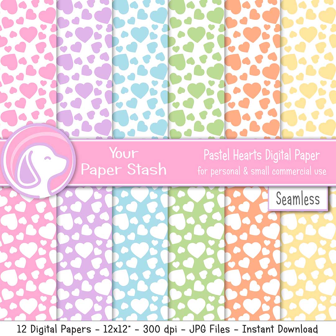 Valentine's Day Digital Paper Hearts, seamless pattern background