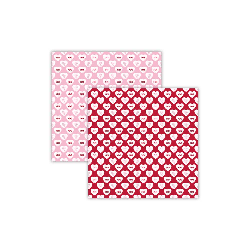 Valentine's Day Digital Papers with Lovebirds Conversation Hearts