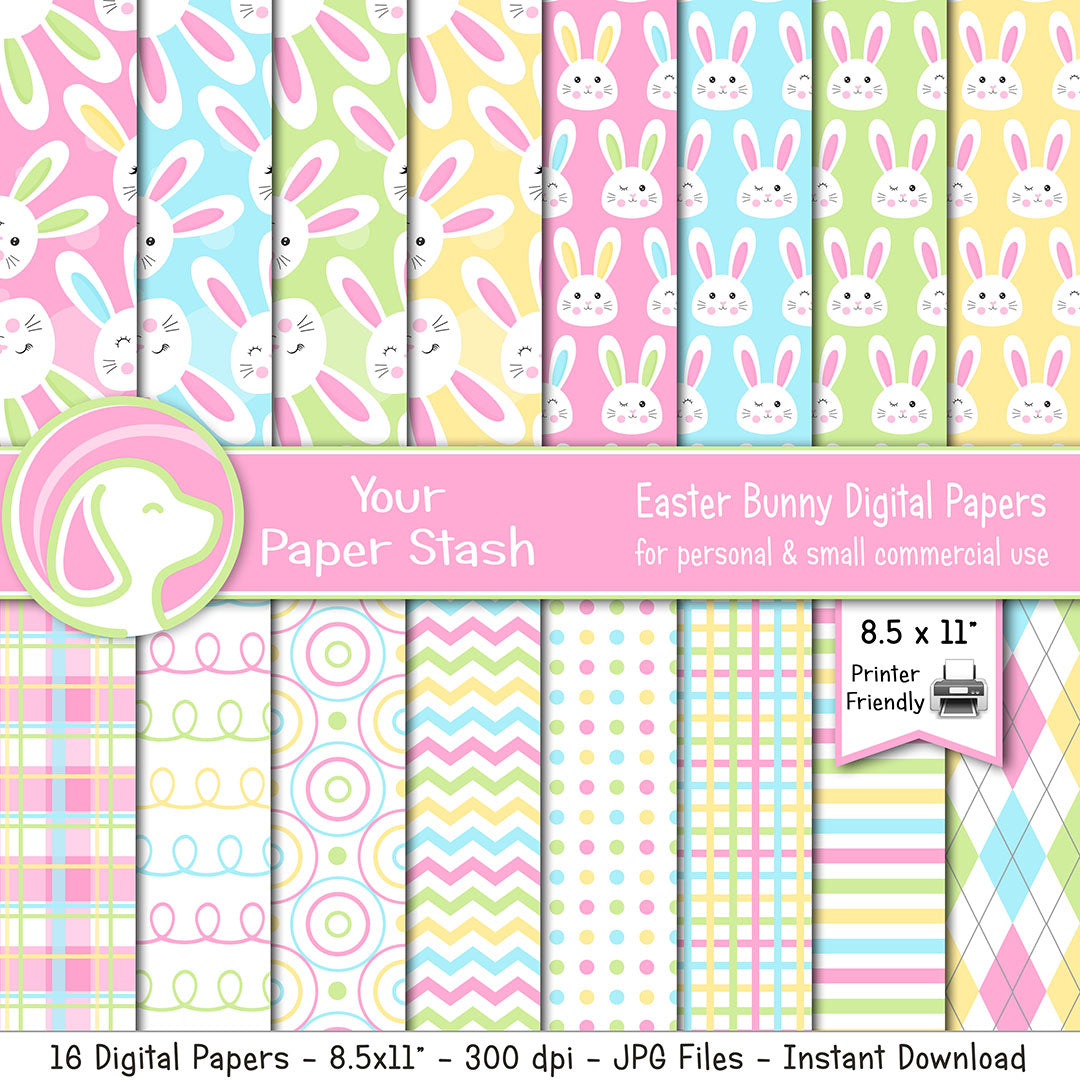 printable easter digital paper, easter bunny decoupage paper