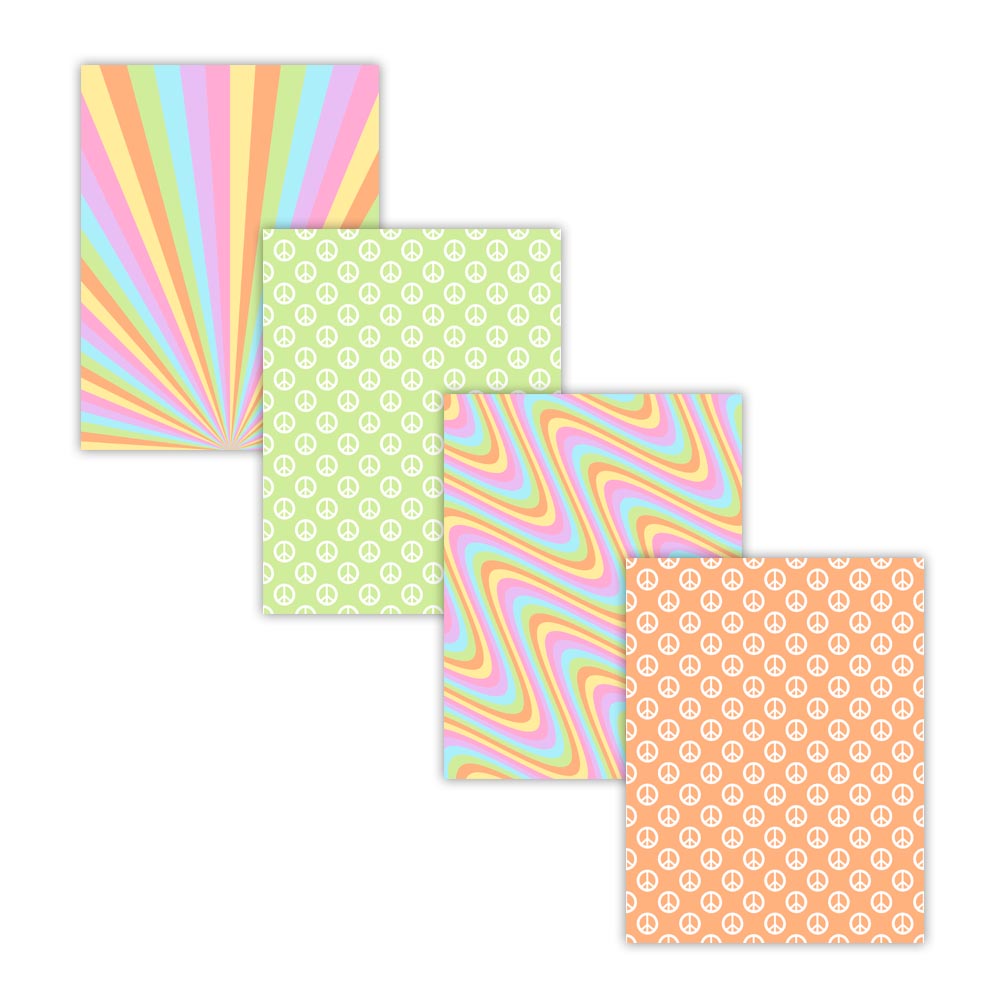 Printable Groovy 60s 70s Retro Digital Paper Pack