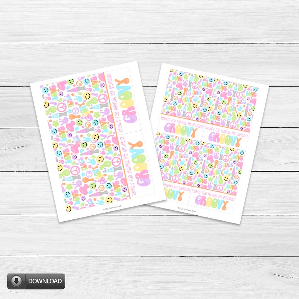 Groovy Hippie Birthday Printable Cookie Cards