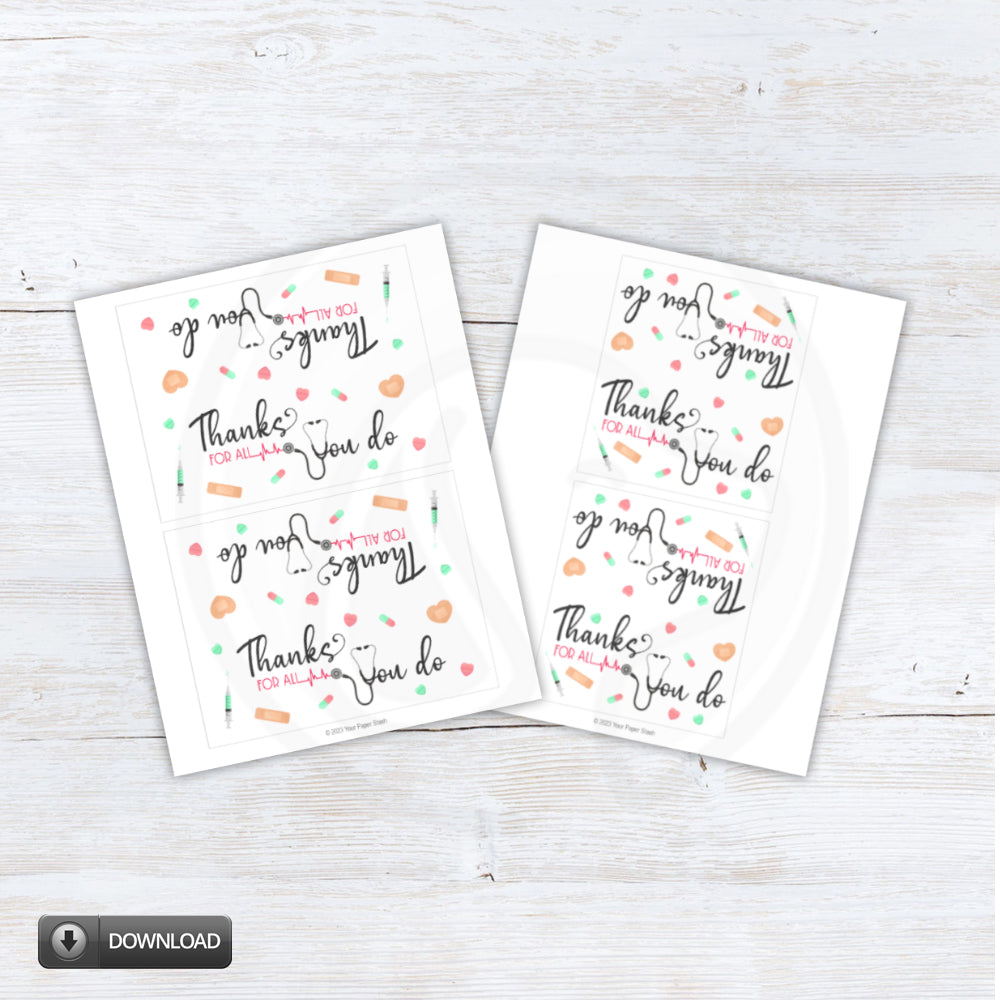 medical doctor hospital staff thank you printable