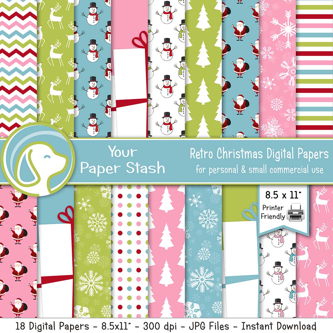 printable digital decoupage christmas papers