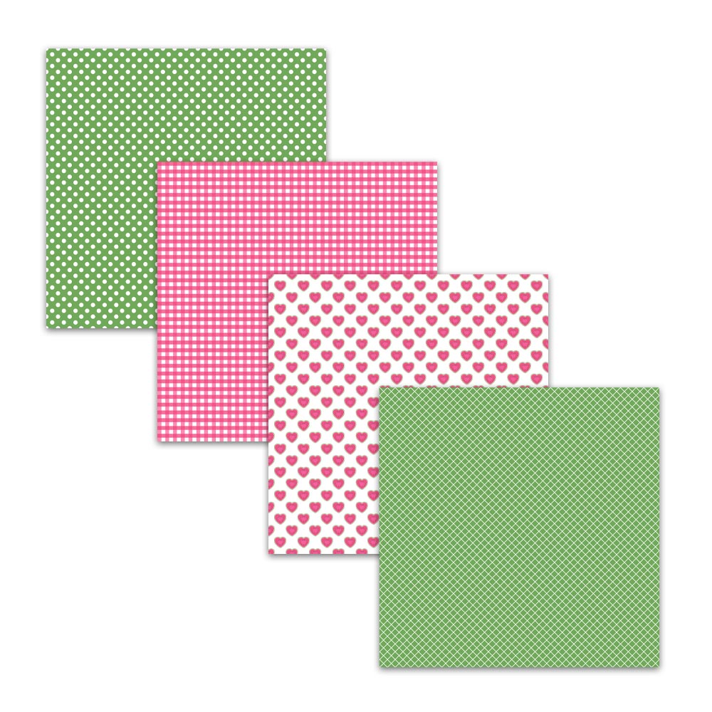 pink green gingham watermelon digital scrapbooking paper backgrounds 12x12 commercial use