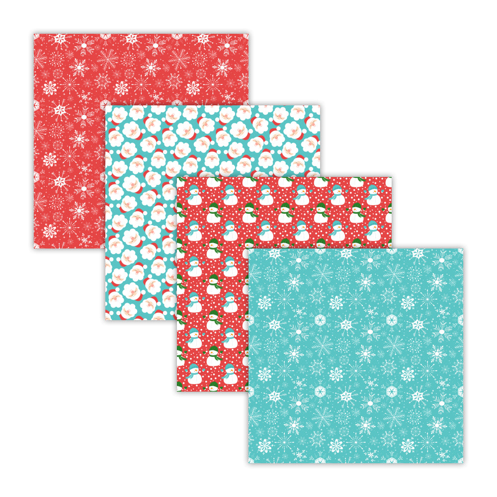 santa digital scrapbooking papers / red blue christmas digital art paper pack