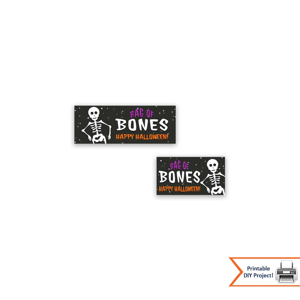 Halloween Skeleton Bag Of Bones Candy and Favor Bag Toppers