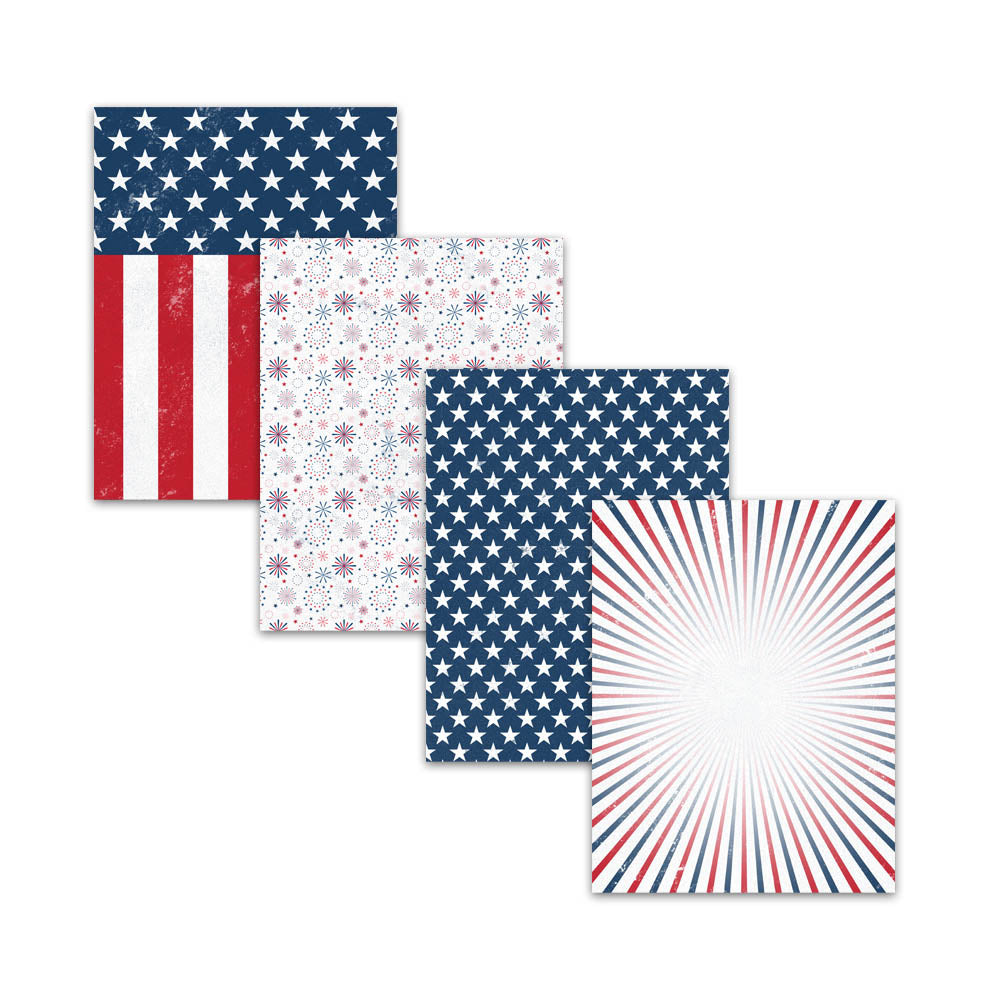 Textured Patriotic Digital Paper Pack | Red White Blue Stars & Stripe Backgrounds