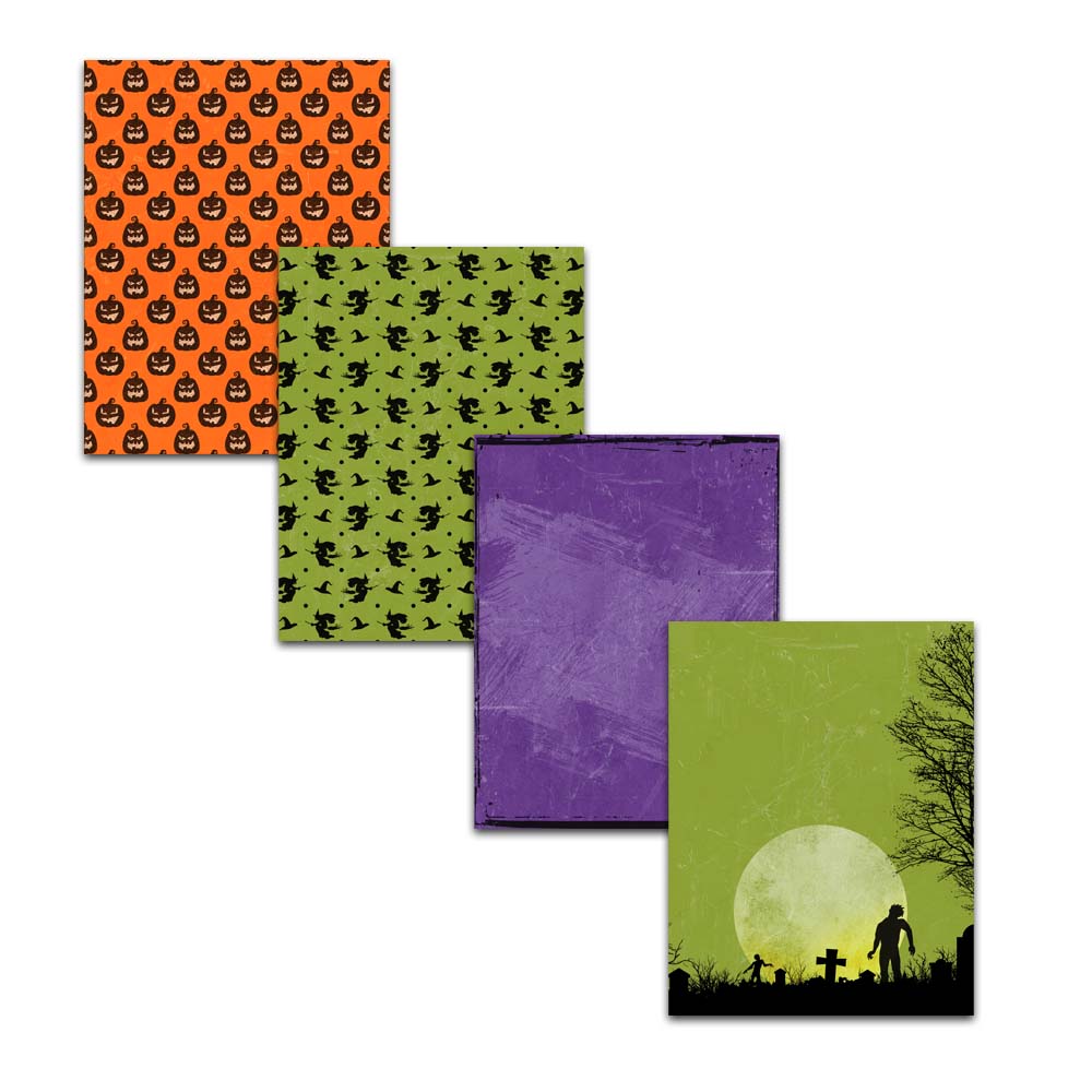 Spooky Halloween Digital Scrapbook Papers for Halloween Craft Projects