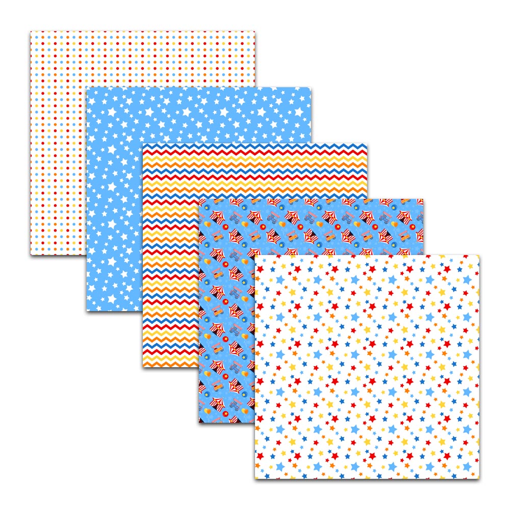 circus big top tent digital paper pack backgrounds scrapbooking stars polka dots red blue
