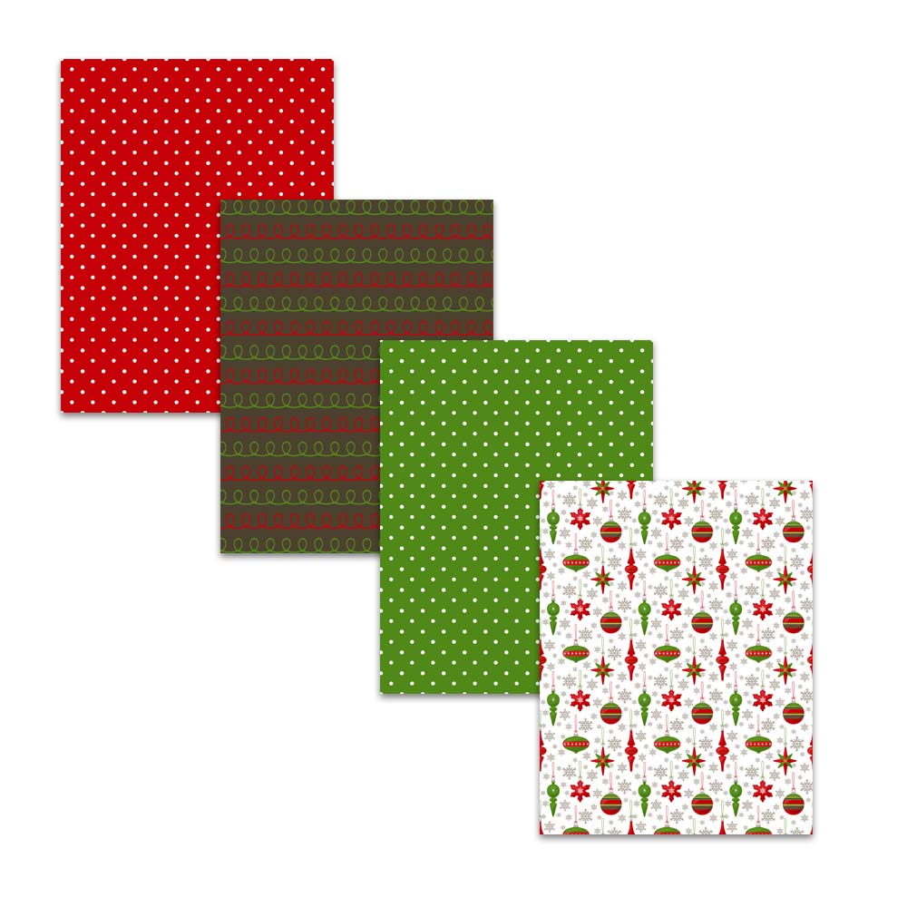 8.5x11" Traditional Red & Green Christmas Ornament Digital Paper Pack