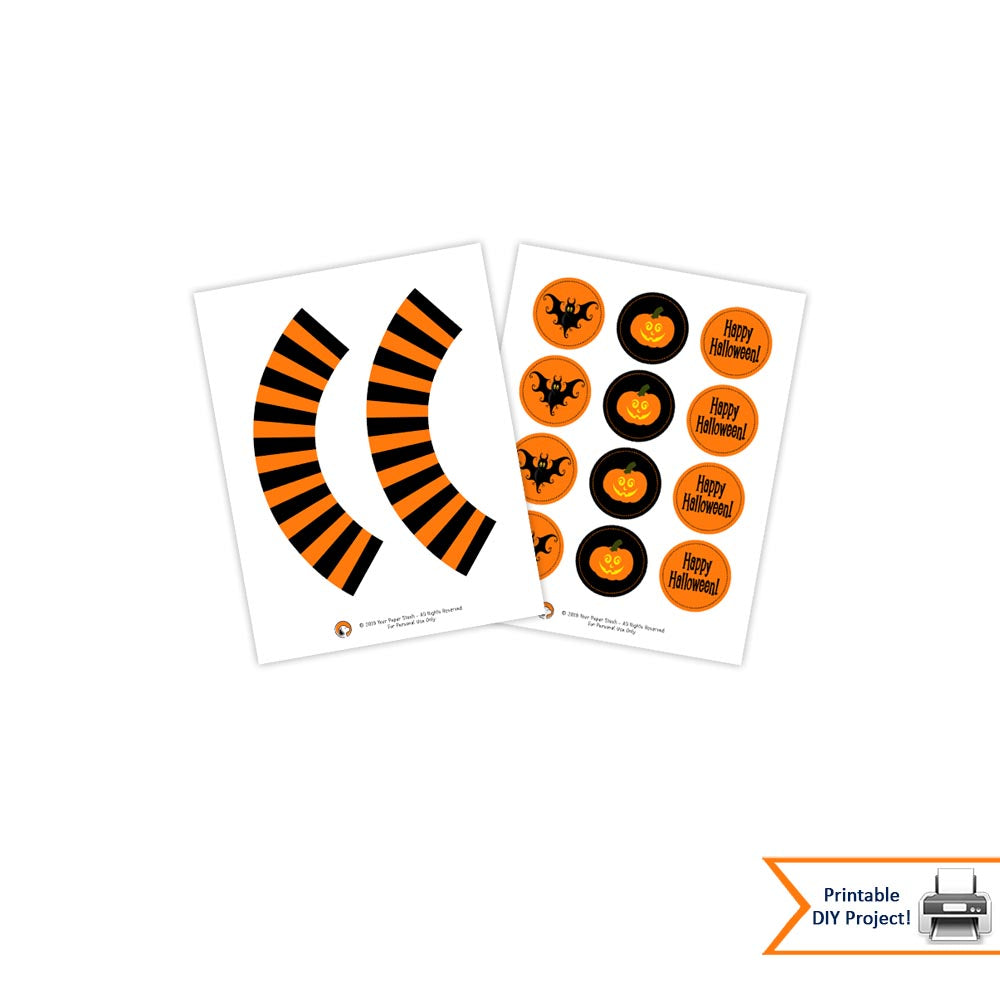 Printable Halloween Cupcake Wrappers and Cupcake Toppers