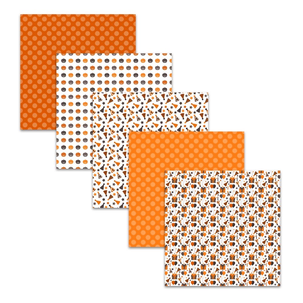 Halloween Birthday Scrapbook Paper w/ Pumpkins Balloons & Party Hats