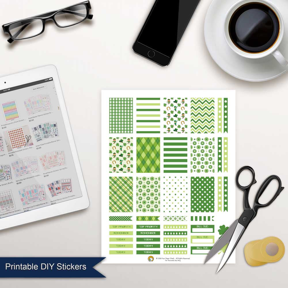 St. Patrick's Day Printable Planner Stickers Weekly Spread