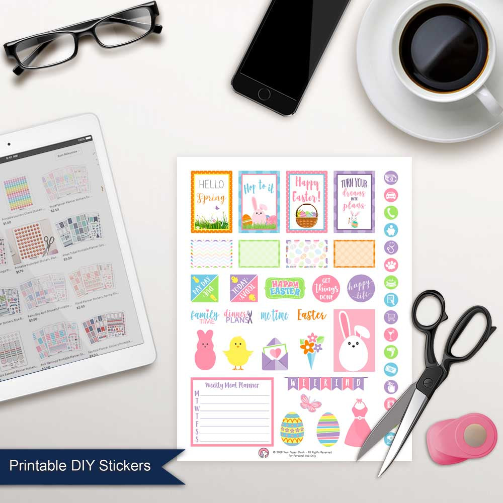 easter bunny stickers printables