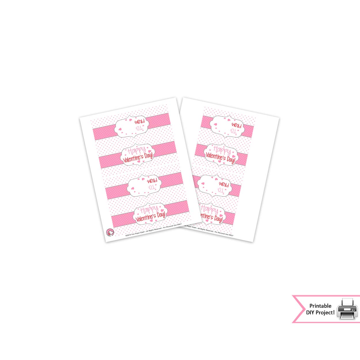 Valentine's Day Treat And Candy Bag Toppers