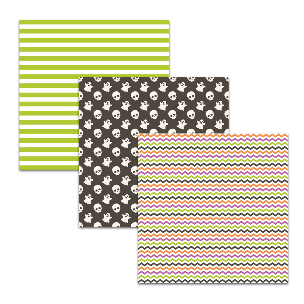 Halloween Digital Scrapbook Papers w/ Candy Skulls & Ghosts