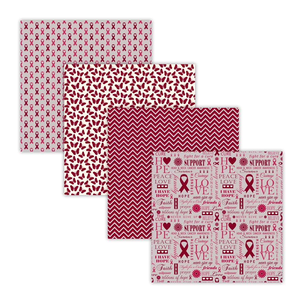 burgundy cancer awareness digital paper scrapbooking papers craft supplies instant download word collage chevron