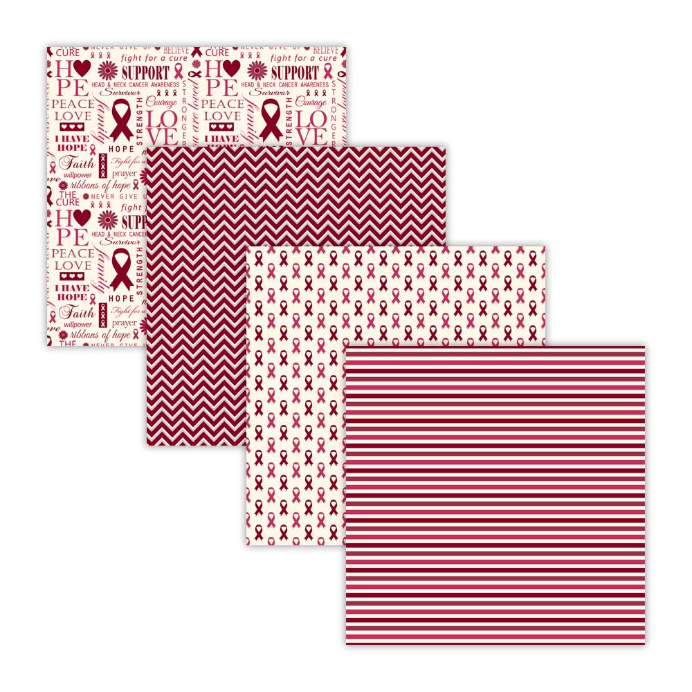 Burgundy Ivory Head Neck Cancer Awareness Digital Paper