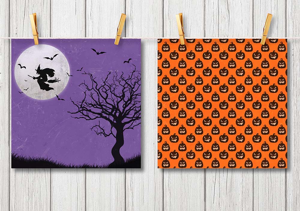 Spooky Halloween Digital Scrapbook Paper w/ Distressed Texture