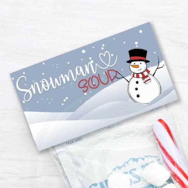 Printable Christmas Treat Bag Topper Snowman Soup Labels Gift 