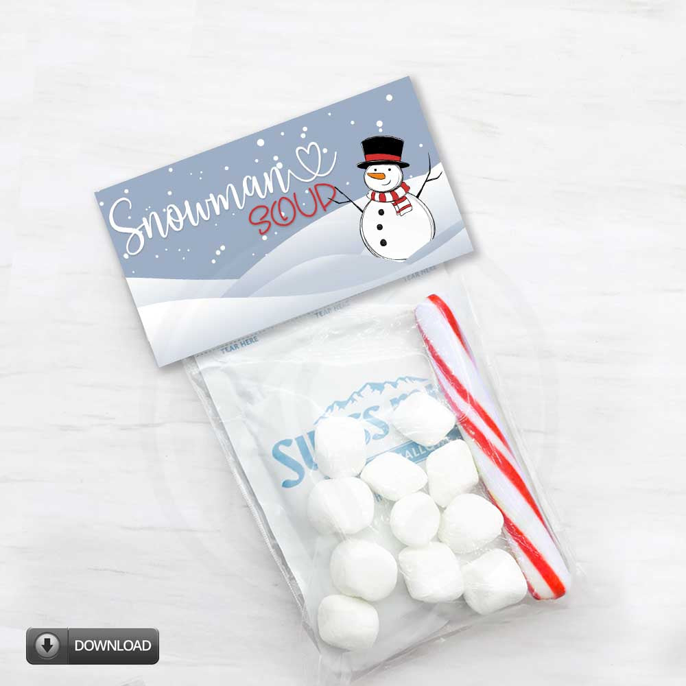 Printable Christmas Treat Bag Topper Snowman Soup Labels Gift 