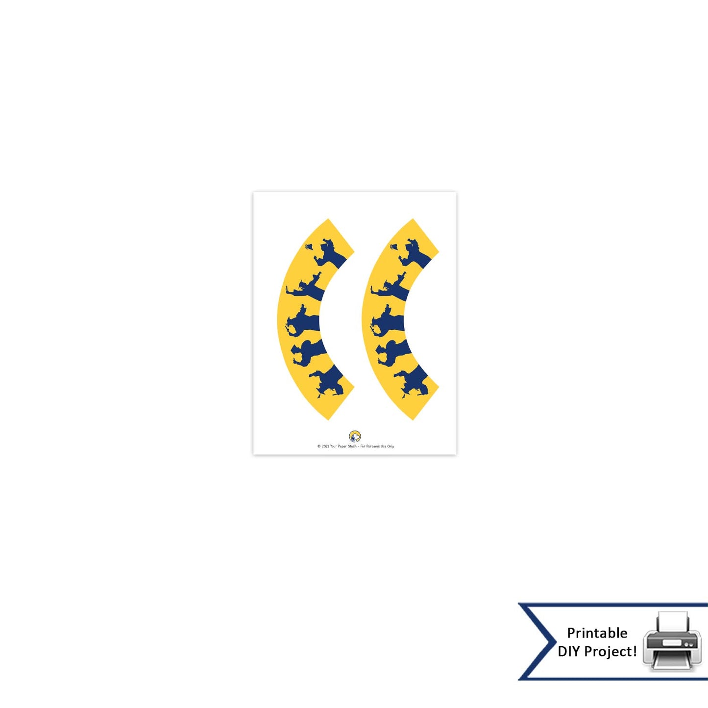 Blue Yellow Graduation Cupcake Wrapper for Open House