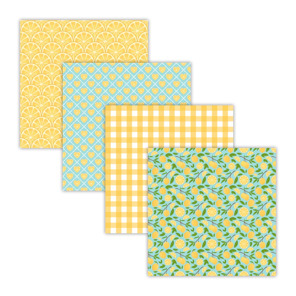 lemon slices digital paper backgrounds, gingham scrapbook paper, summer scrapbooking, craft supplies, planner supplies