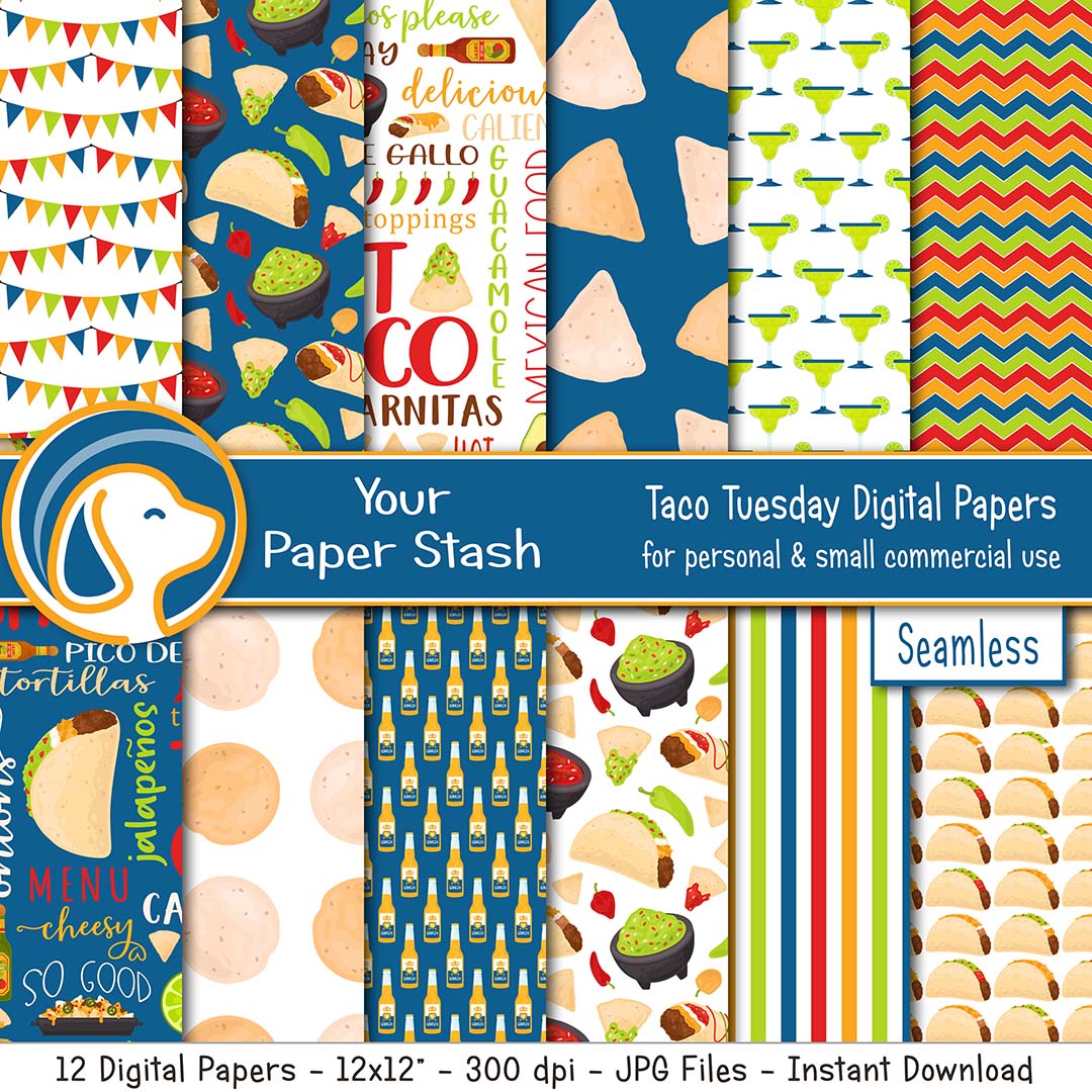 fiesta taco tuesday mexican mexico food digital scrapbook papers guacamole word collage margarita beeer backgrounds download your paper stash yourpaperstash
