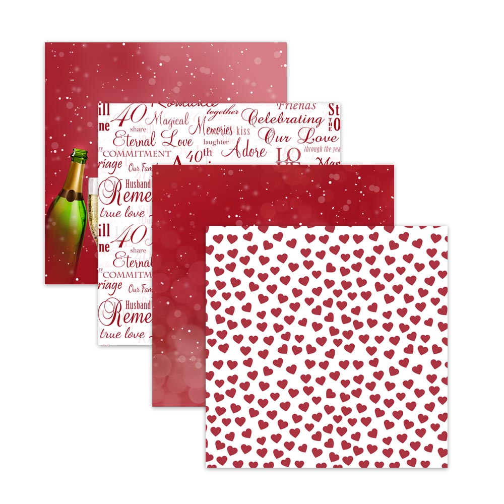 40th ruby anniversary digital scrapbook paper backgrounds